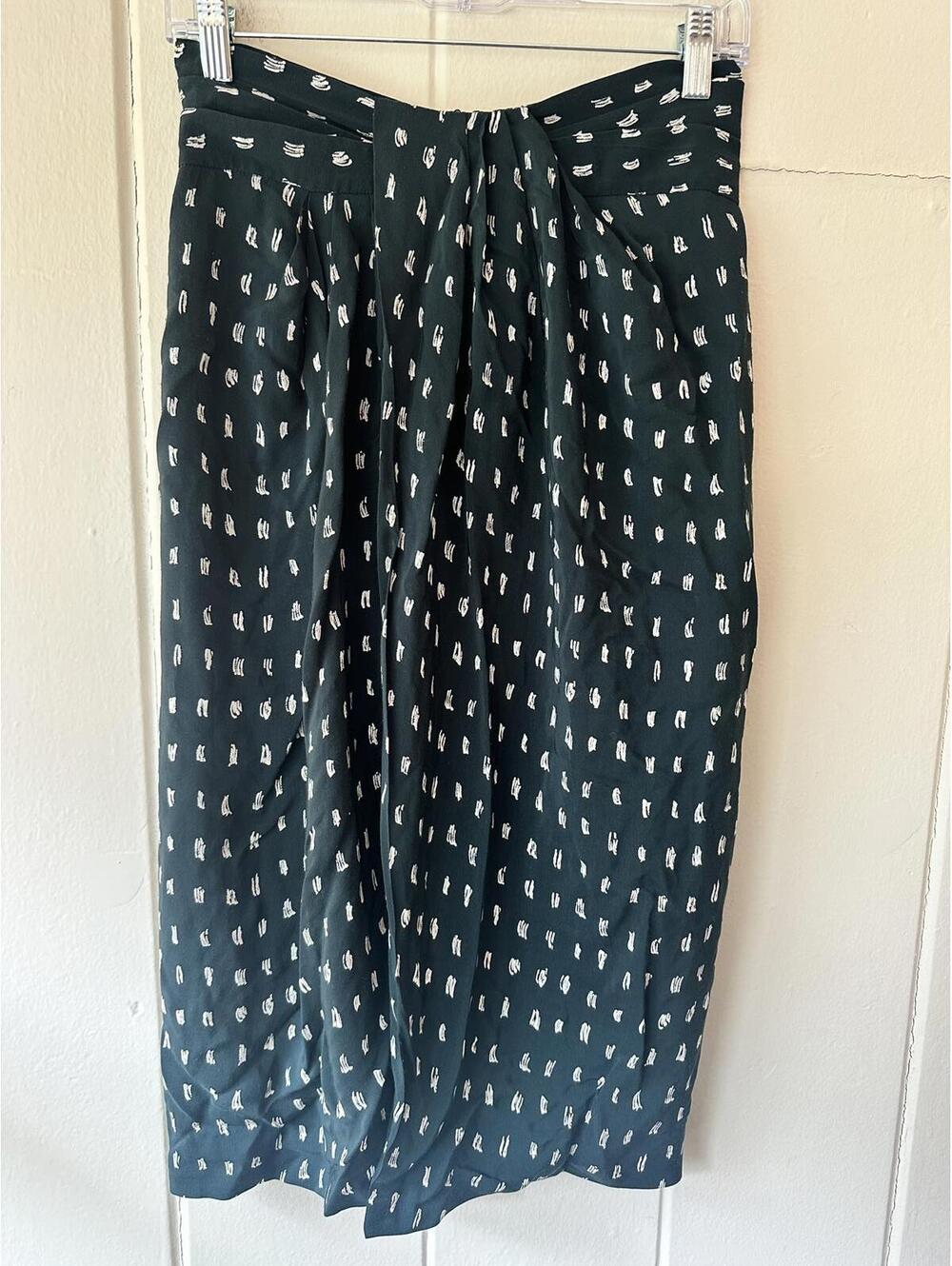 MM Lafleur ‘The Lenox Skirt’ Alpine Green Swipe Print Draped Work Career Size 2